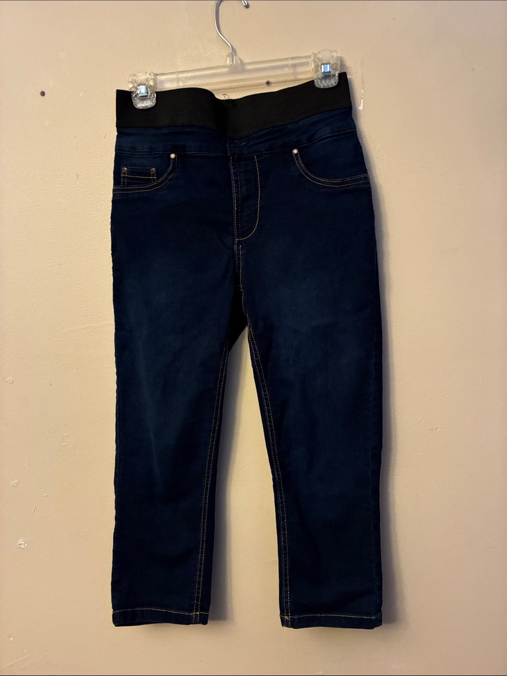 Dark Blue Skinny Jeans with Blue Waistband